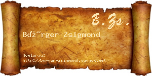 Bürger Zsigmond névjegykártya